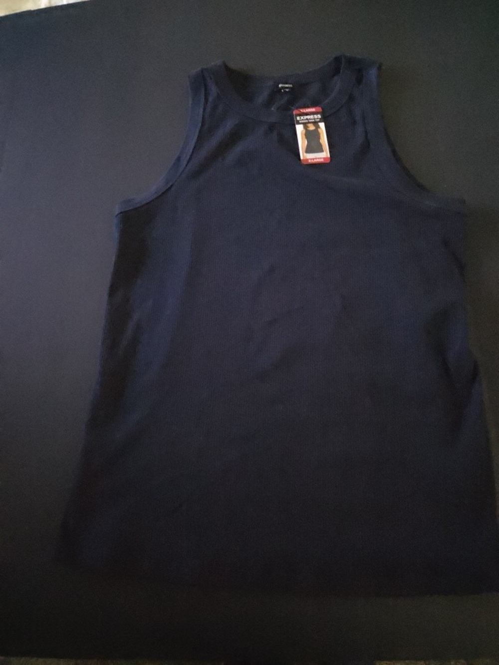 Express Navy Ribbed Tank Top - Picture 3 of 3